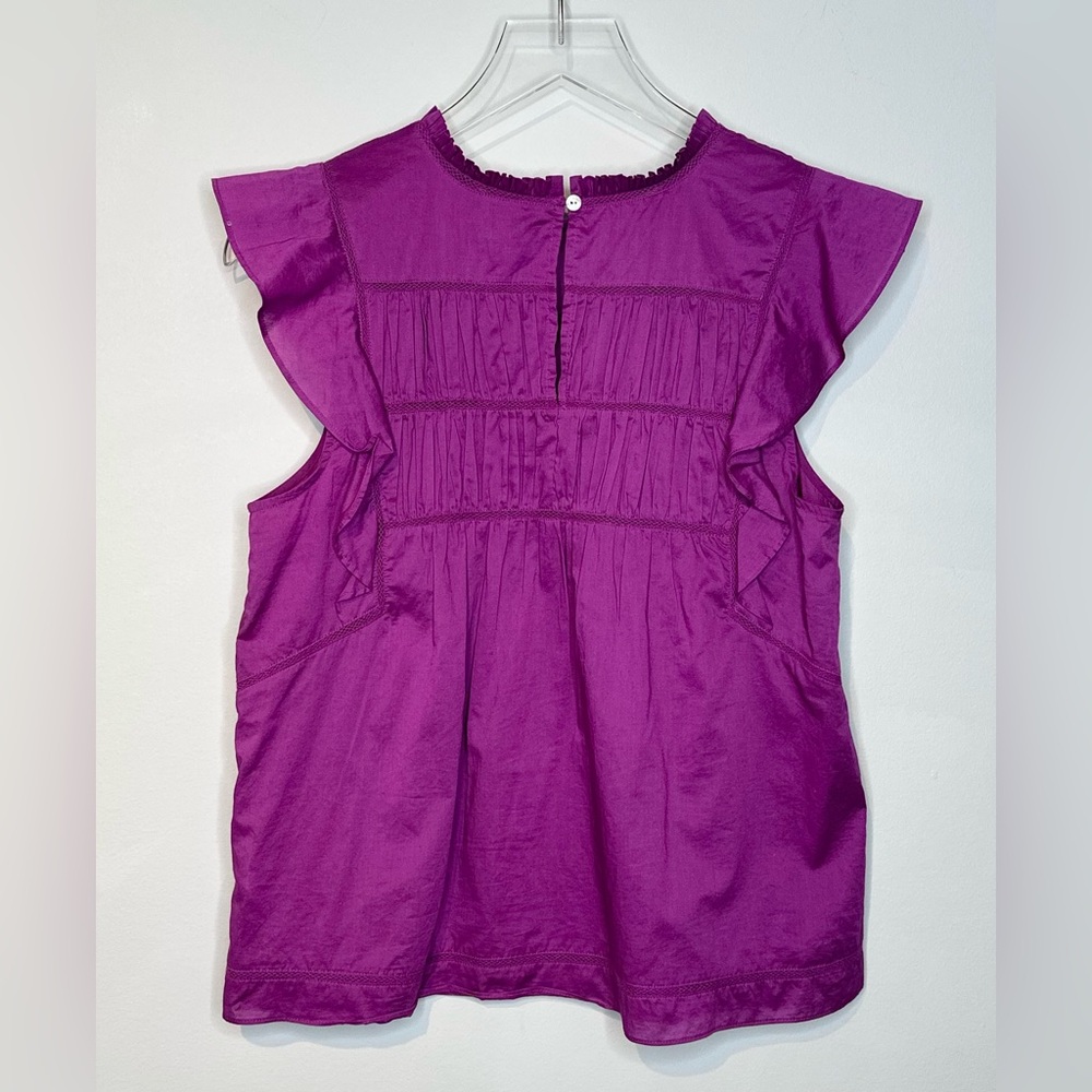 Rails Filomena Berry Purple Cotton Ruffle Sleeve Top Shirt Blouse - Picture 5 of 15